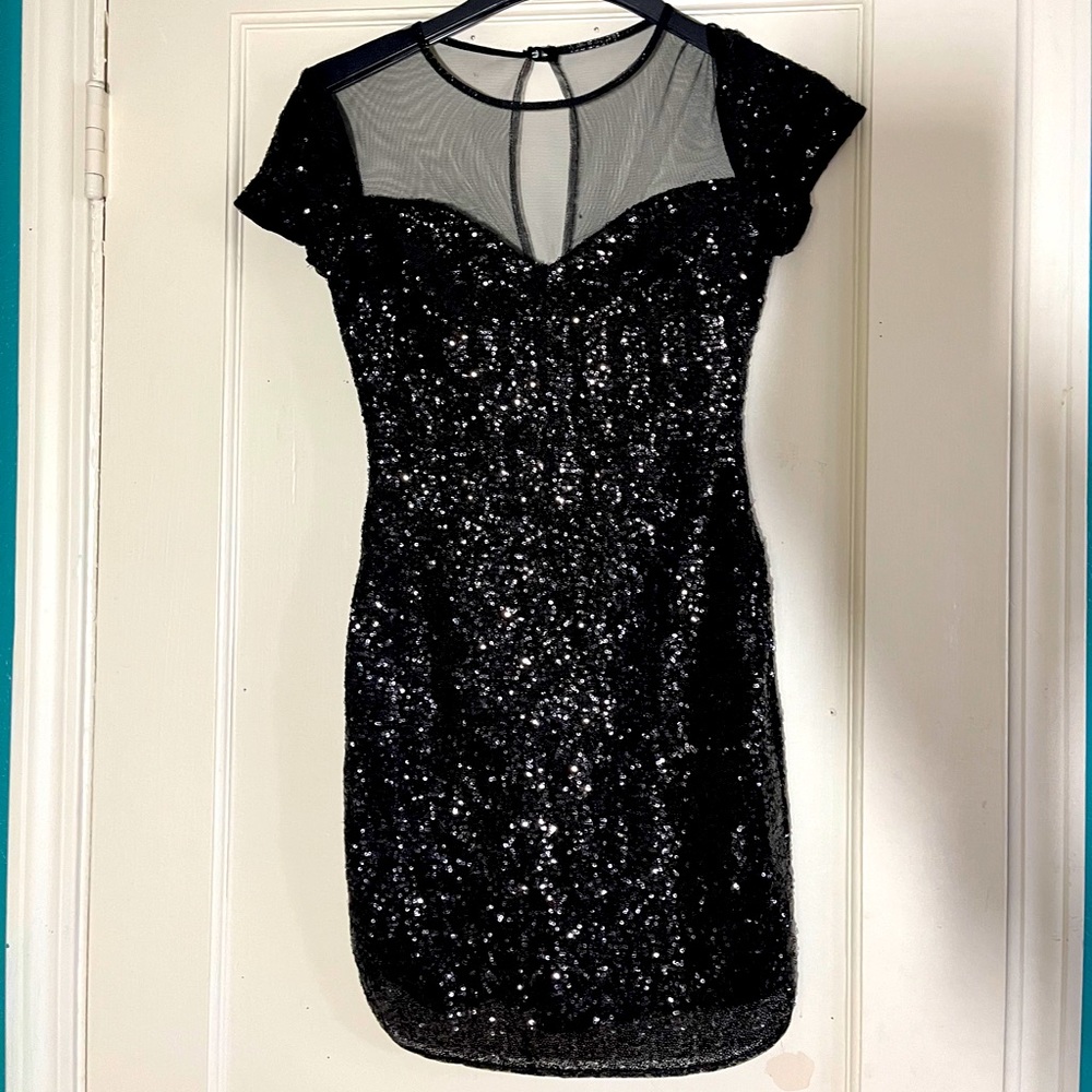 Gorgeous Sexy Black Sequin & Mesh Dress